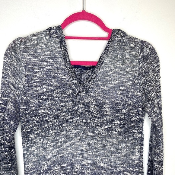Prana Gemma Hooded Sweater Heathered Ombré Blue Gray Size Small V-Neck - Picture 4 of 12